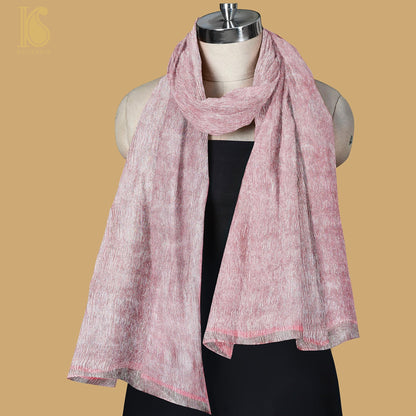 Charm Pink Wrinkle Pure Tissue Silk Dupatta - Khinkhwab