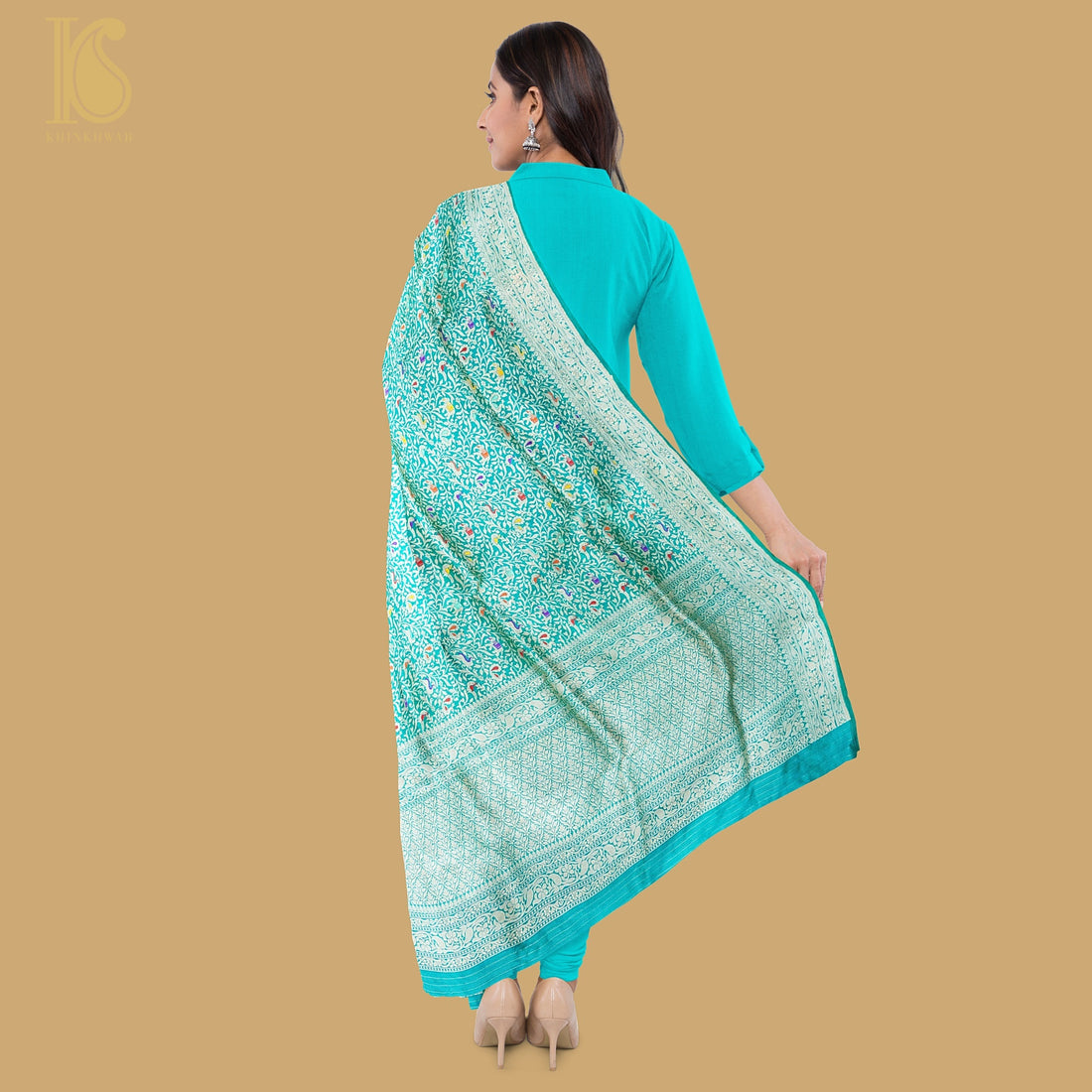 Pure Katan Silk Handwoven Banarasi Shikargah Dupatta - Khinkhwab