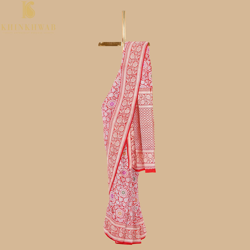 Red Pure Katan Silk Handloom Kadwa Mina Brocade Banarasi Saree - Khinkhwab