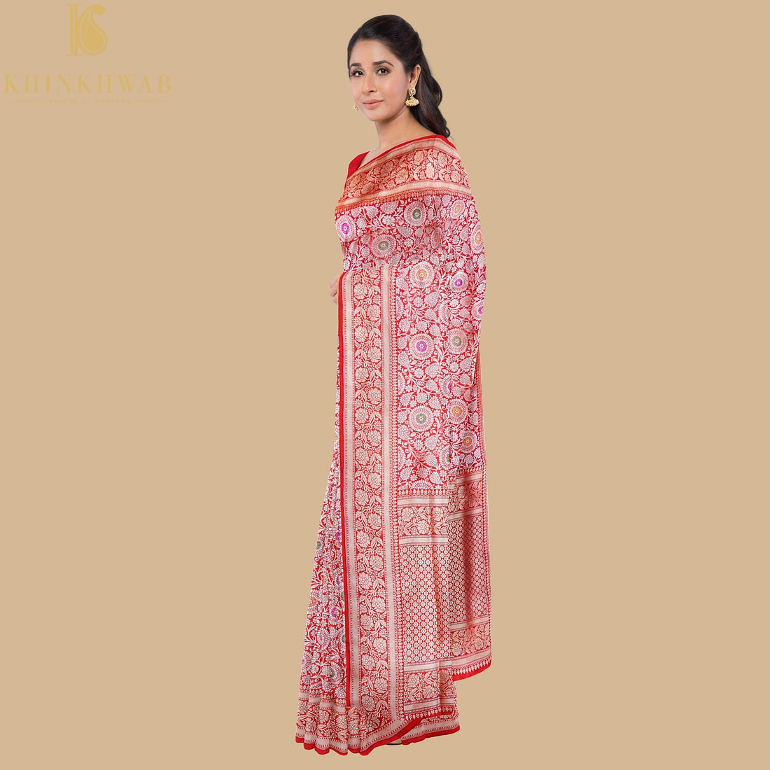 Red Pure Katan Silk Handloom Kadwa Mina Brocade Banarasi Saree - Khinkhwab