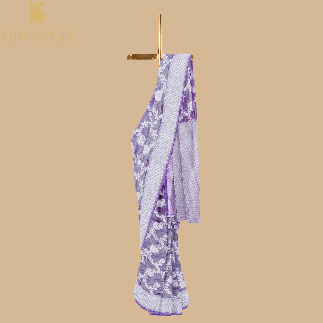 Affair Purple Handloom Tissue Silk Banarasi Kadwa Saree - Khinkhwab
