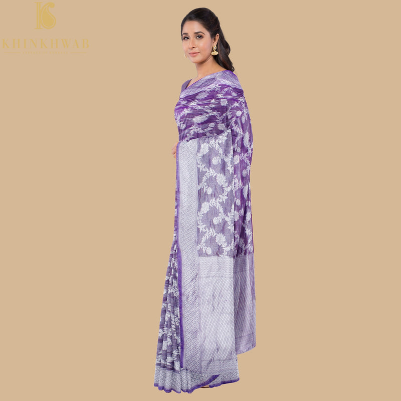 Affair Purple Handloom Tissue Silk Banarasi Kadwa Saree - Khinkhwab