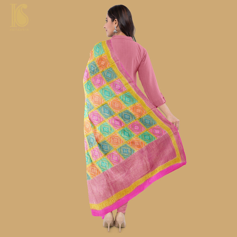 Pink Pure Georgette Banarasi Dupatta with Woven Dots - Khinkhwab