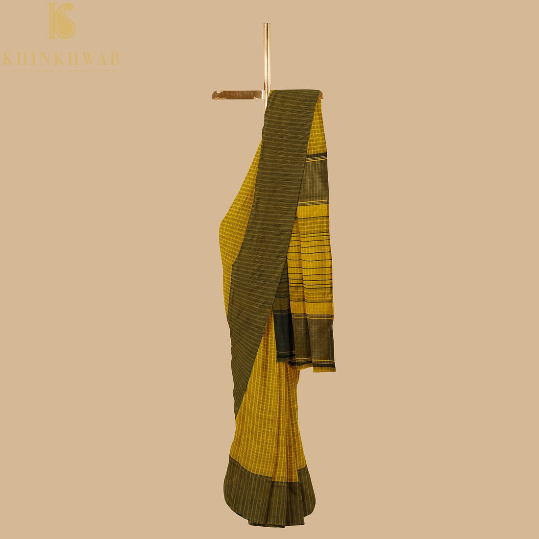 Hacienda Yellow Handwoven Pure Cotton Silk Maheshwari Saree - Khinkhwab