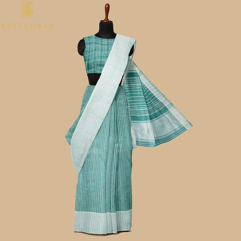 Lochinvar Green Handwoven Pure Cotton Silk Maheshwari Saree - Khinkhwab