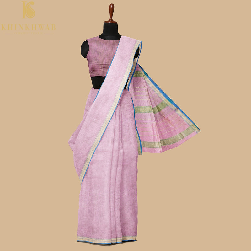 Kobi Pink Handwoven Pure Cotton Silk Maheshwari Saree - Khinkhwab