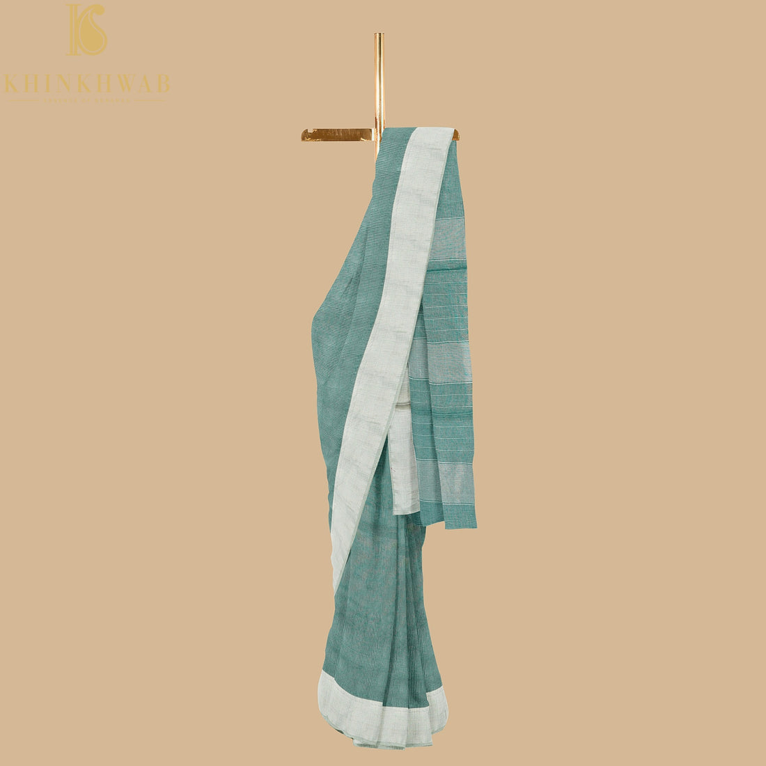 Teal Handwoven Pure Cotton Silk Maheshwari Saree - Khinkhwab