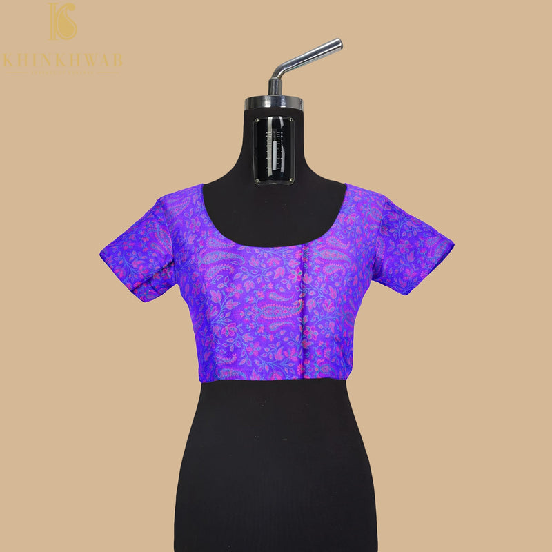 Purple Pure Banarasi Silk Handwoven Tanchui Kurta Fabric - Khinkhwab