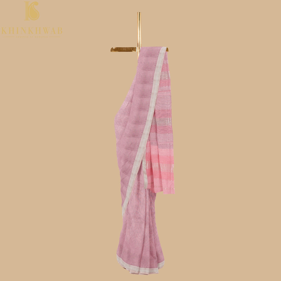 Blossom Pink Handwoven Pure Cotton Silk Maheshwari Saree - Khinkhwab