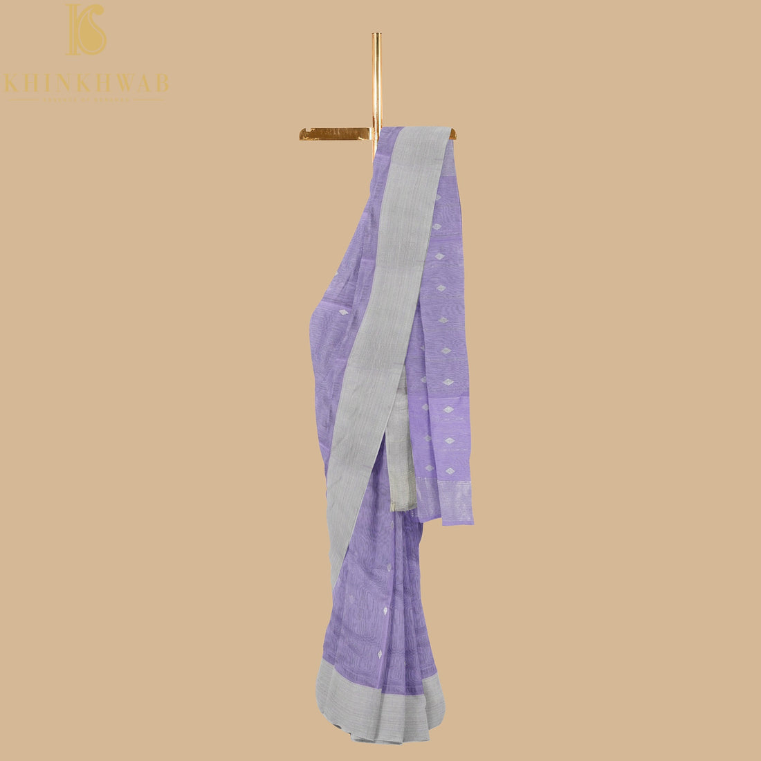 Lavendar Handwoven Pure Cotton Silk Maheshwari Saree - Khinkhwab