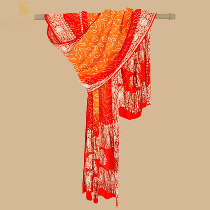 Red Georgette Handloom Banarasi Bandhani Suit Fabric - Khinkhwab