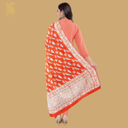Red Pure Katan Silk Handloom Kadwa Banarasi Dupatta - Khinkhwab