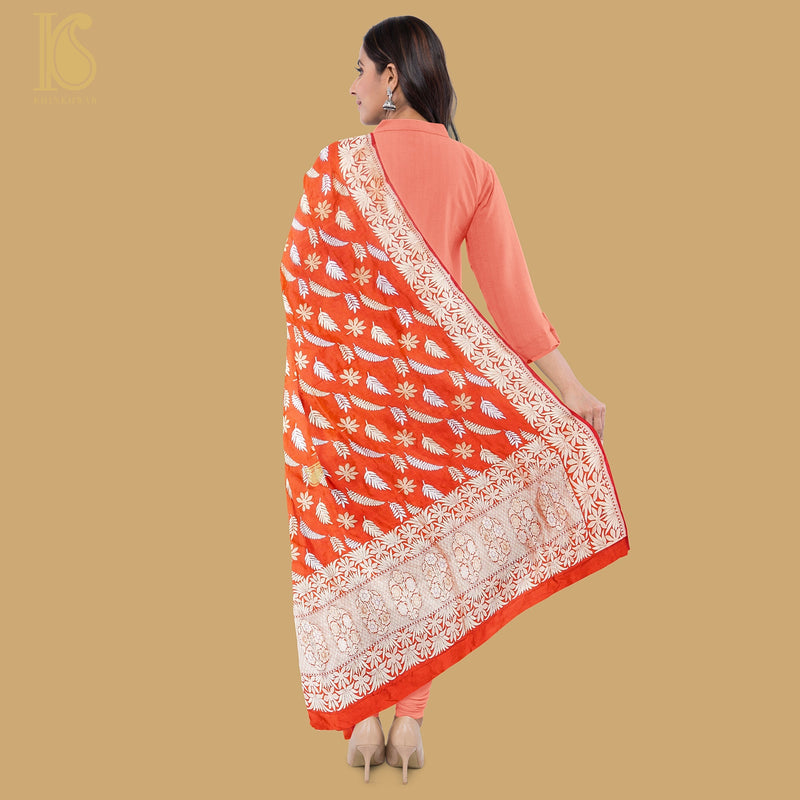 Red Pure Katan Silk Handloom Kadwa Banarasi Dupatta - Khinkhwab
