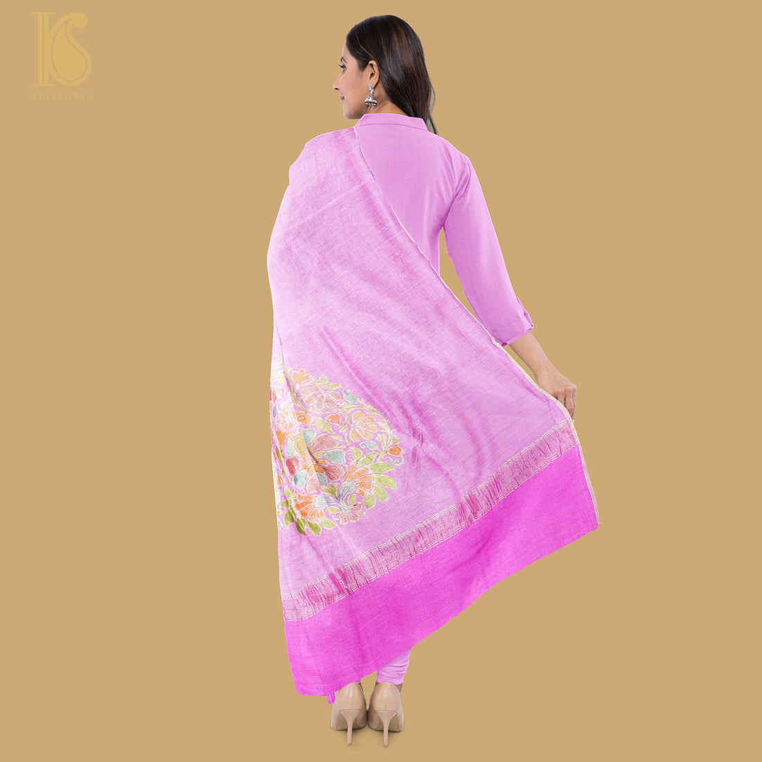 Handloom Moonga Silk Banarasi Purple Dupatta - Khinkhwab