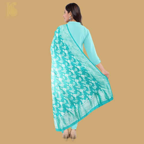 Green Handwoven Banarasi Bandhani Pure Moonga Silk Dupatta - Khinkhwab