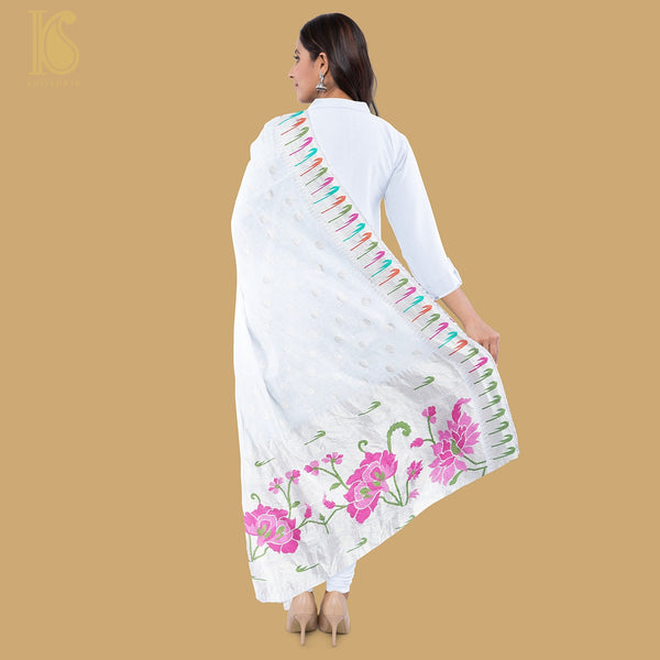 Handloom Pure Georgette Silver Zari Banarasi Dupatta - Preorder - Khinkhwab