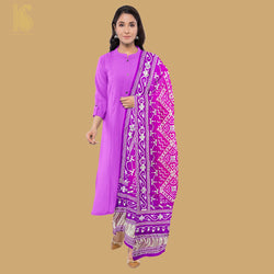 Pink & Purple Gajji Silk Bandhani Gotta Patti & Mirror Work Dupatta - Khinkhwab