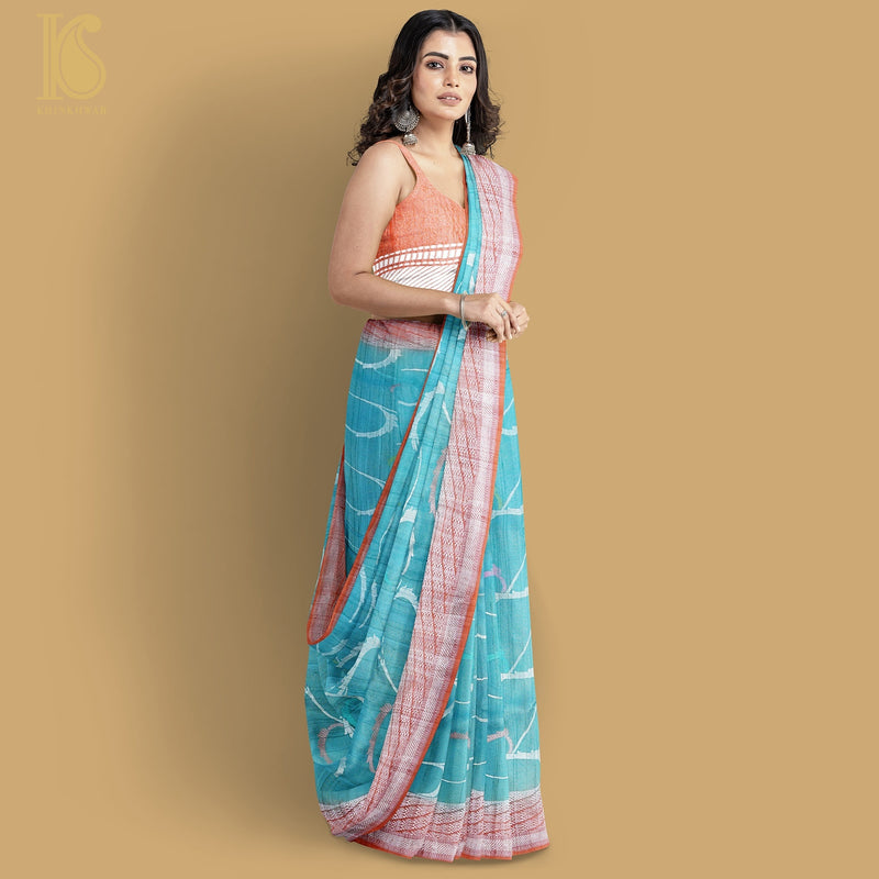 Blue Pure Tussar Silk Handwoven Banarasi Saree - Khinkhwab