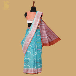 Blue Pure Tussar Silk Handwoven Banarasi Saree - Khinkhwab