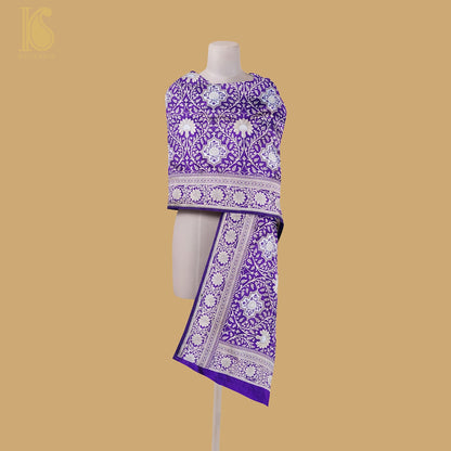 Purple Pure Katan Silk Handloom Banarasi Dupatta - Khinkhwab