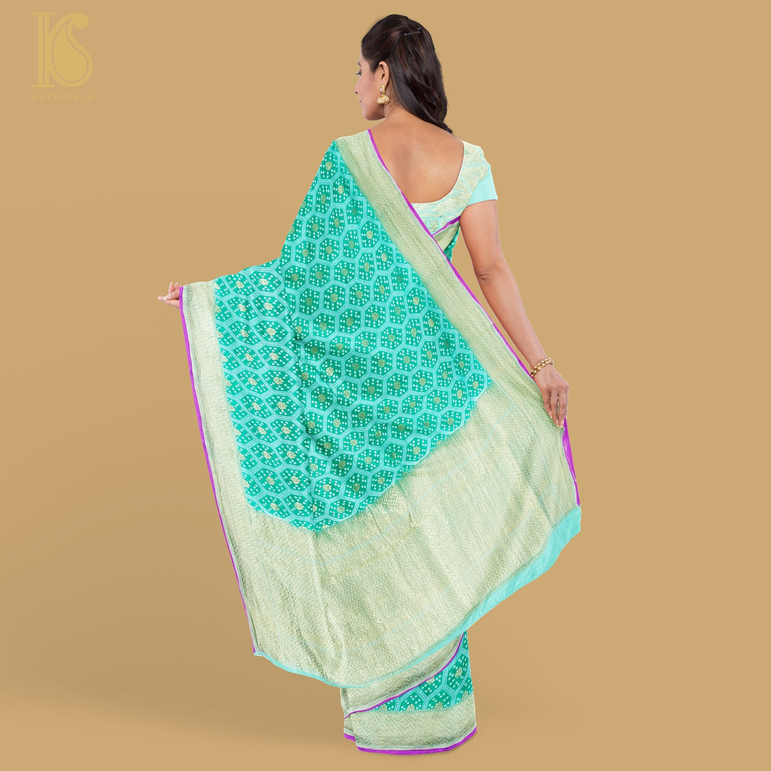 Electric Blue Pure Georgette Banarasi Honeycomb Saree - Khinkhwab