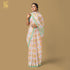 NILUFER -Oyster Pink Pure Raw Silk Print Saree - Khinkhwab