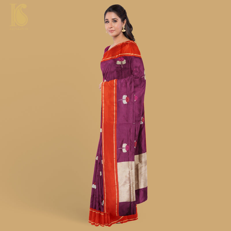 Handwoven Lipstick Pink Pure Mashru Silk Kadwa Banarasi Saree - Khinkhwab