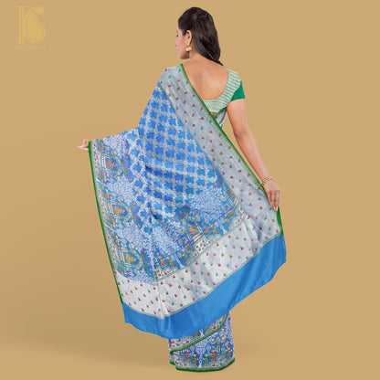 Blue Pure Georgette Handloom Banarasi Raja Rani  Saree - Khinkhwab