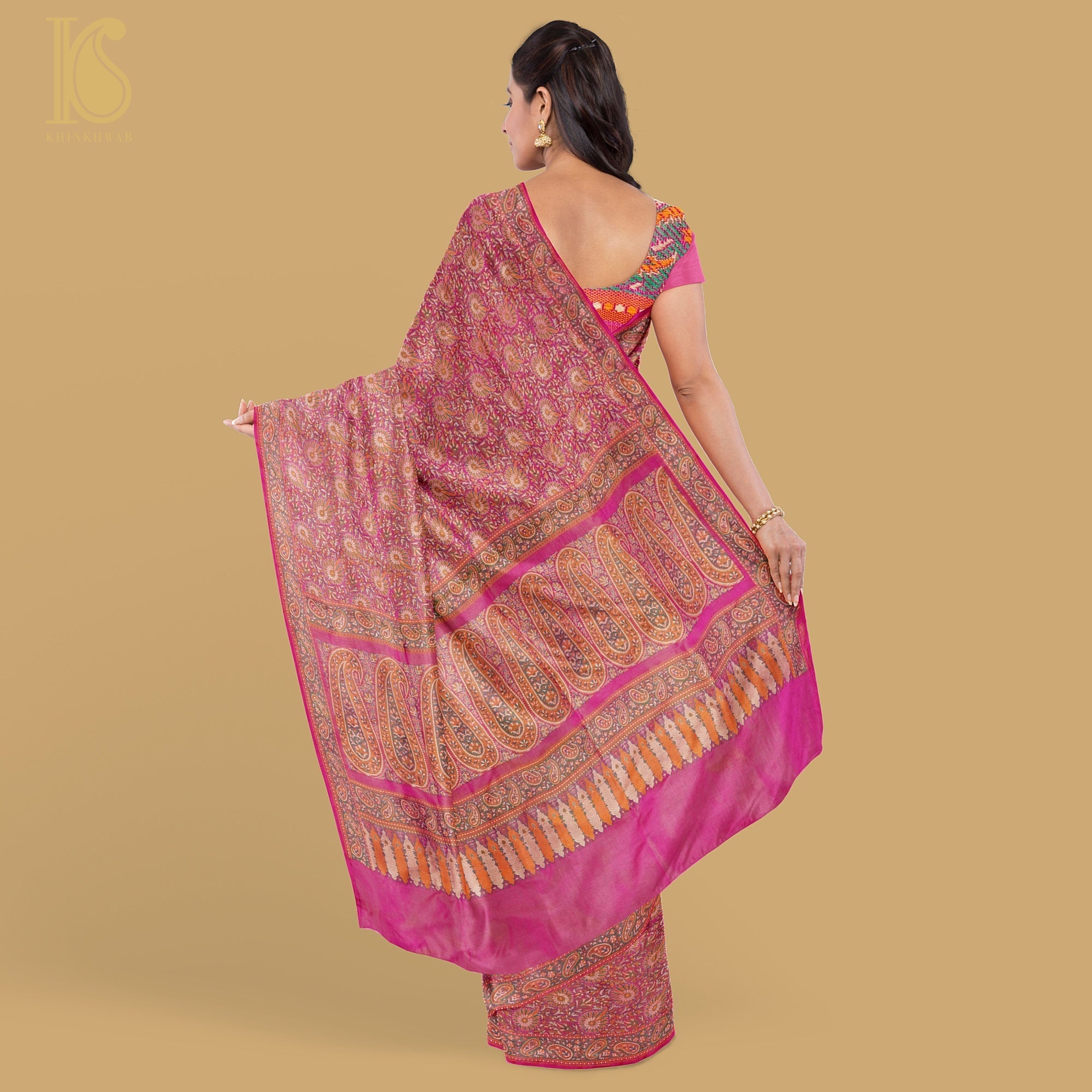 Buy Hibiscus Appeal Banarasi Tanchoi Silk Saree - House Of Elegance – House  Of Elegance - Style That Inspires