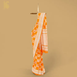 Pumpkin Orange Handloom Banarasi Pure Katan Silk Kadwa Saree - Khinkhwab