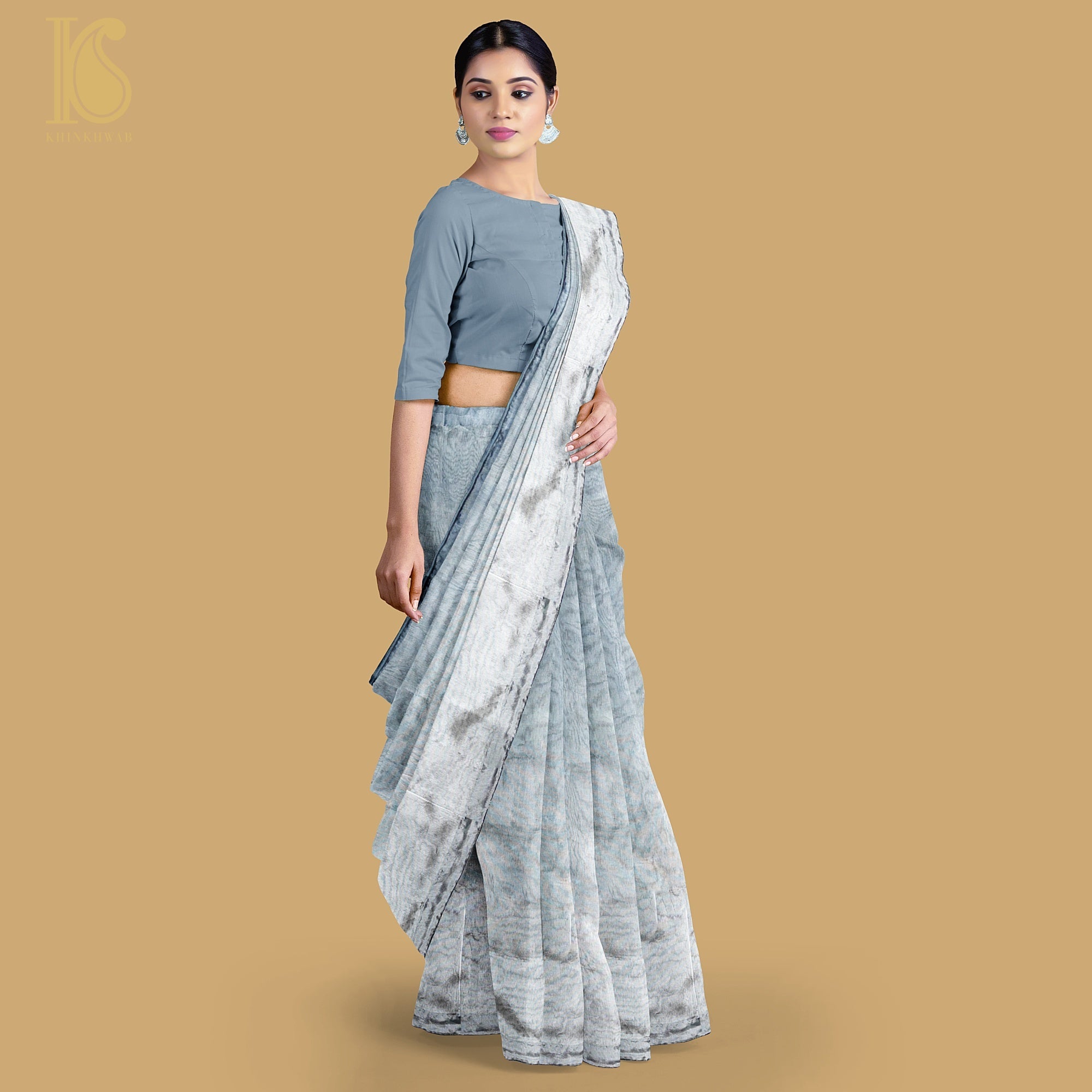 Kalyan Silks Women's Cotton Blend Paisely Tissue Set Saree : Amazon.in:  Fashion