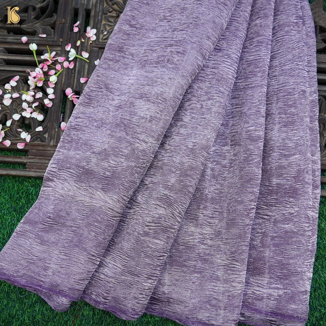 Purple Pure Wrinkle Tissue Silk Saree - Khinkhwab