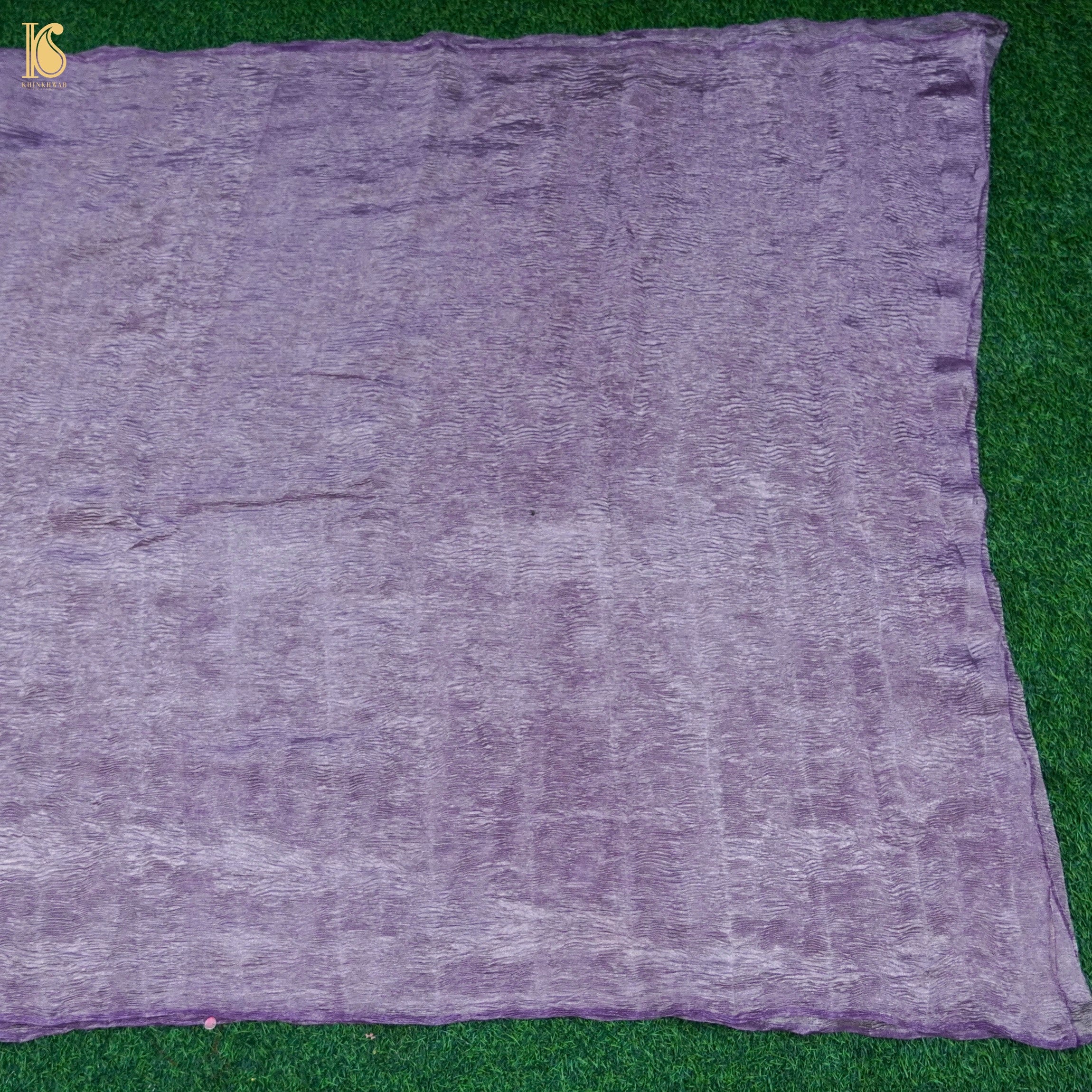 Purple Pure Wrinkle Tissue Silk Saree - Khinkhwab