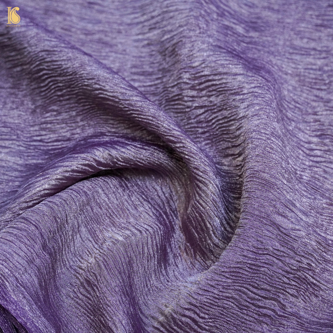 Purple Pure Wrinkle Tissue Silk Saree - Khinkhwab