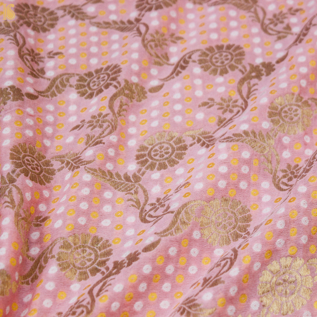 Baby Pink Georgette Handloom Banarasi Dupatta - Khinkhwab